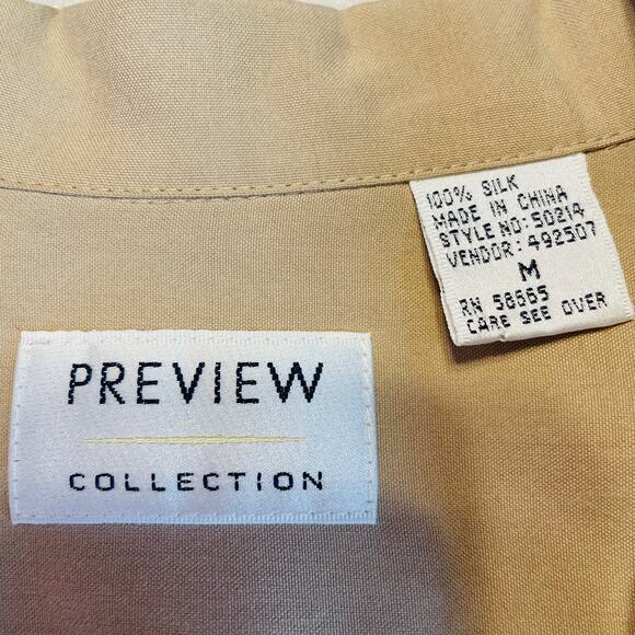 Preview Collection Beige Silk Button Down Minimalist Long Sleeve Shirt Jacket M - Picture 10 of 13